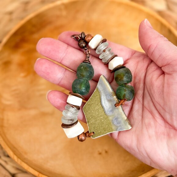 Boho Chunky Glass Bead Bracelet - Picture 2 of 9